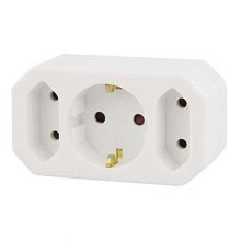 Adapterstecker Euro 2 + Schutzkontakt 1 weiß waagerecht