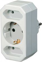 Adapterstecker Euro 2 + Schutzkontakt 1 weiß senkrecht
