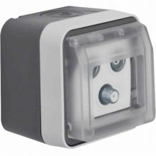 Antennen-Steckdose 3-Loch Einzeldose AP IP55 W.1 grau