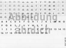 Blatt mit Ziffern und Buchstaben