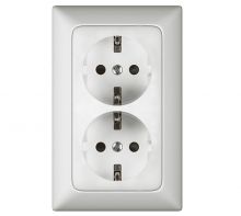 Creo Schutzkontakt-Steckdoseneinsatz (SL) 2-fach + Rahmen verti