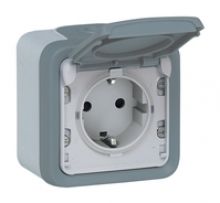 Plexo AP-Schutzkontakt-Steckdose 1-fach (SL) IP55-IK07 grau