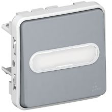 Plexo Taster Schließer 1-polig m. Beschr. IP55-IK07 10A grau