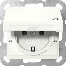System 55 SCHUKO-Steckdose mit Klappdeckel reinweiß seidenmatt