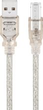 USB-2.0-Kabel mit USB-A/USB-B 1,0 Meter transparent